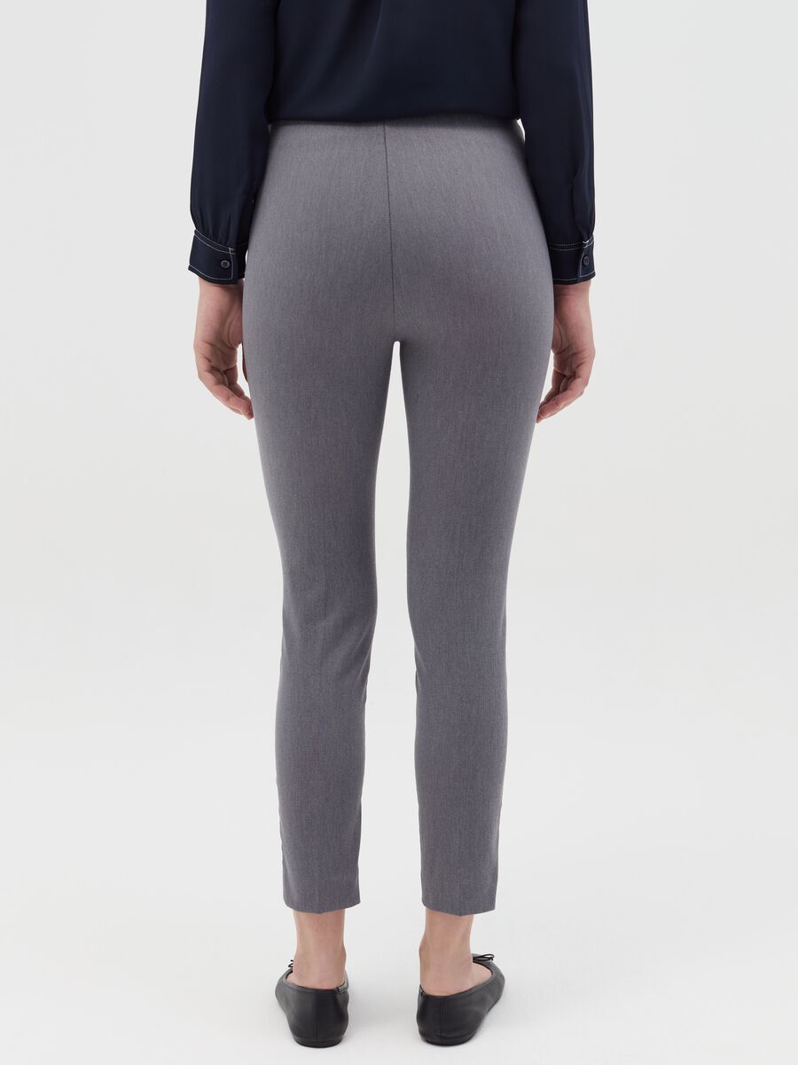 Mélange grey treggings with raised stitching_3