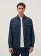 Camicia in puro cotone denim blu regular fit con tasche_1