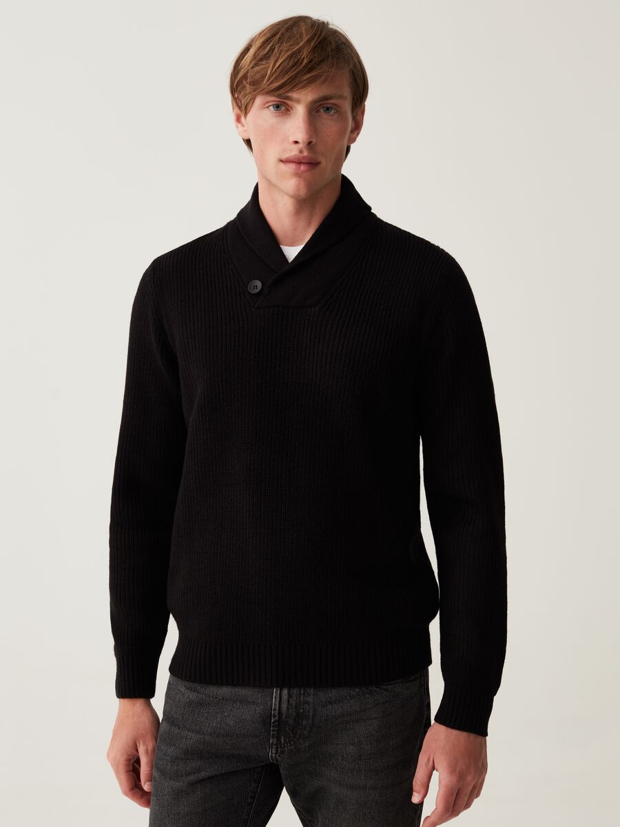 Pullover con collo a scialle_0