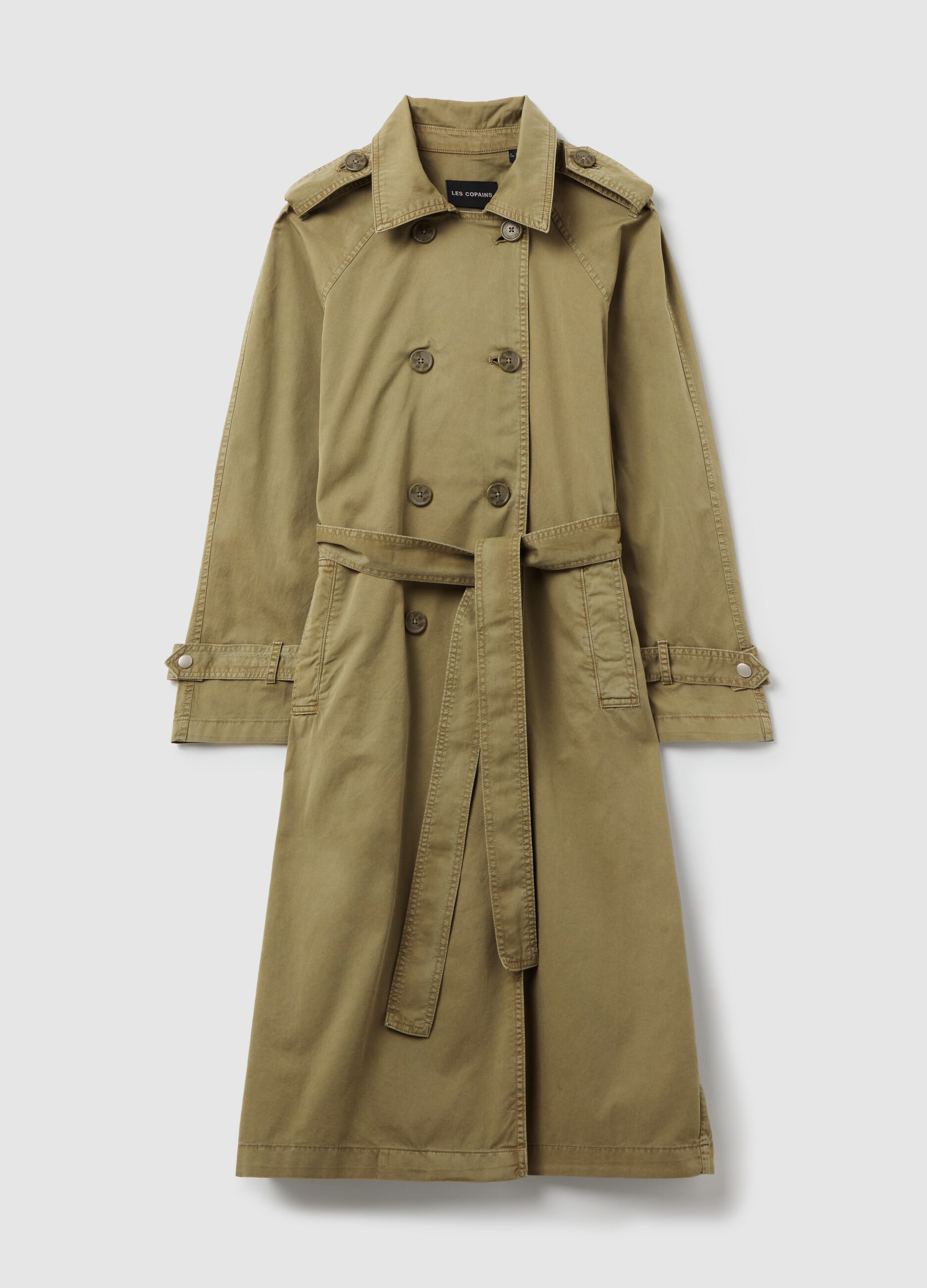 Trench lungo doppiopetto con cintura