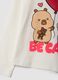 White stretch cotton capybara print T-shirt for girls_3