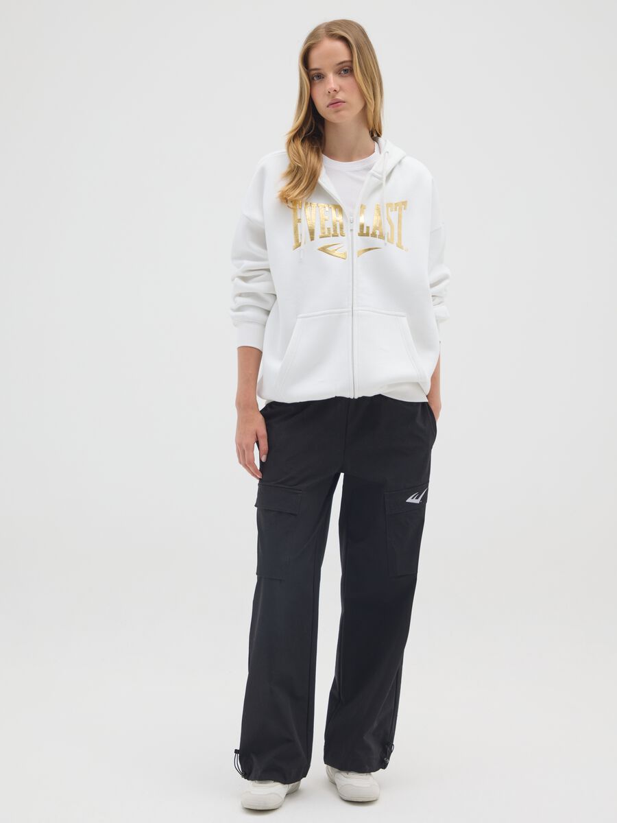 White cotton-blend zip hoodie with print_1