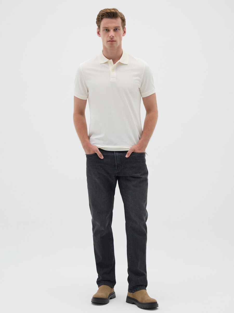 Polo da uomo in puro cotone beige regular fit_2