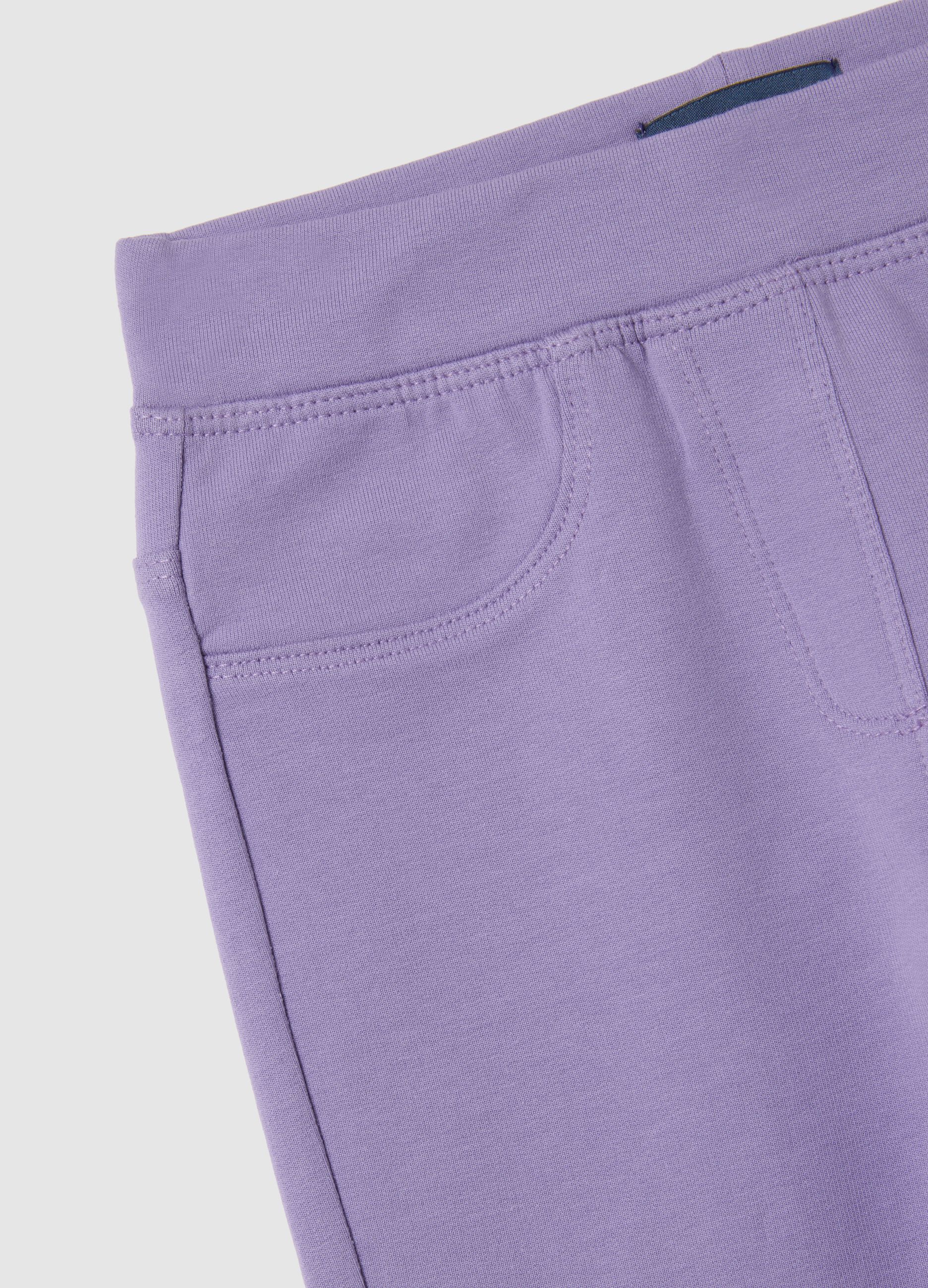 Girls' Purple Slim Fit Cotton Leggings