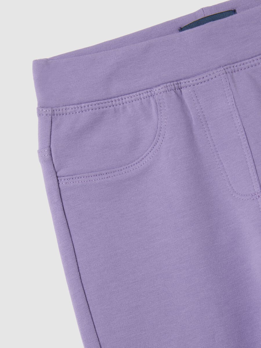 Girls' Purple Slim Fit Cotton Leggings_2