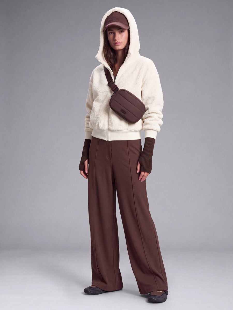 Beige crew-neck teddy-effect sweatshirt_0