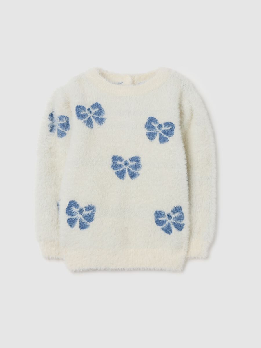 Maglione da bimba bianco regular fit con stampe_0