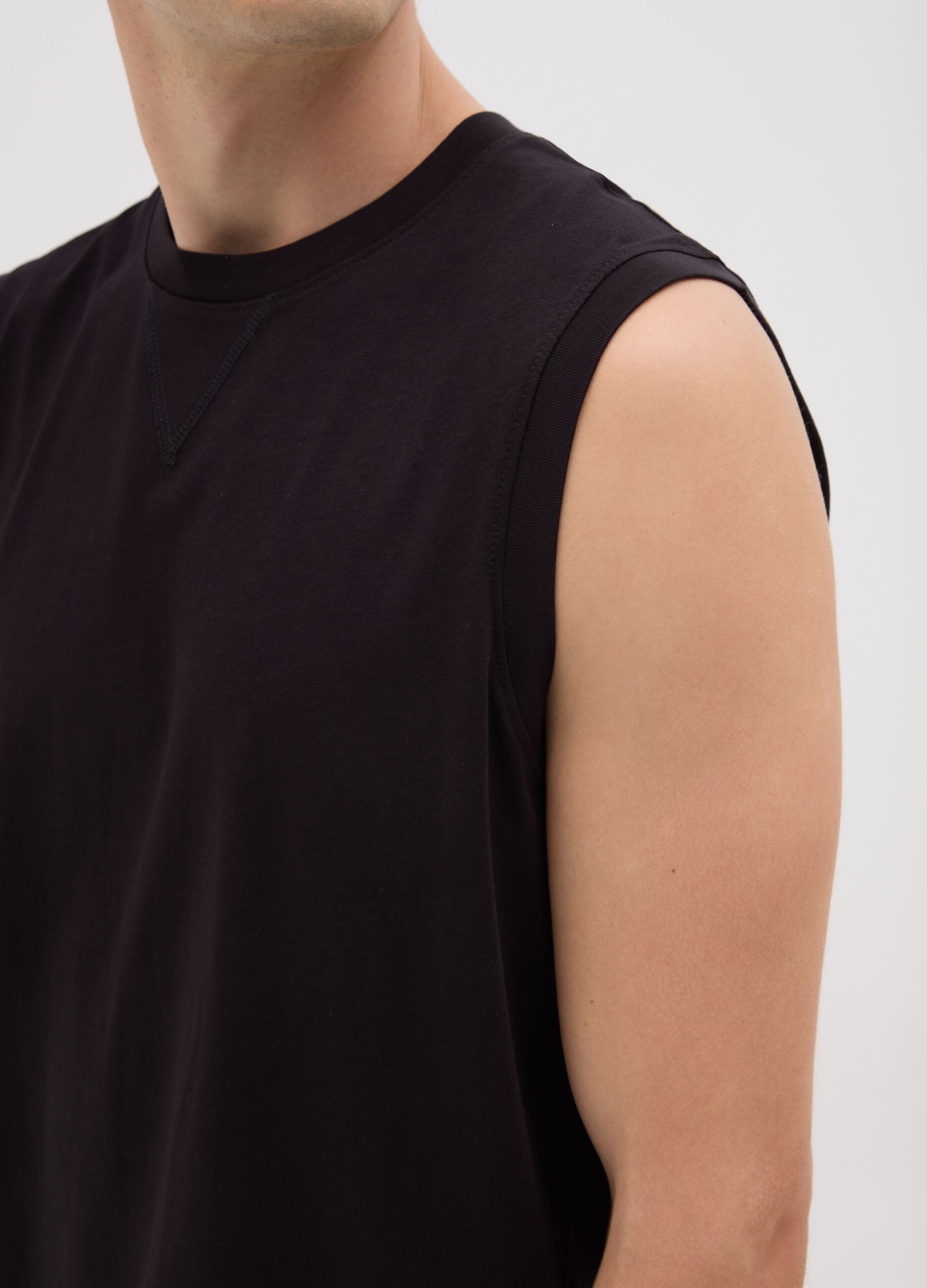 Canotta oversize da uomo in puro cotone nero regular fit