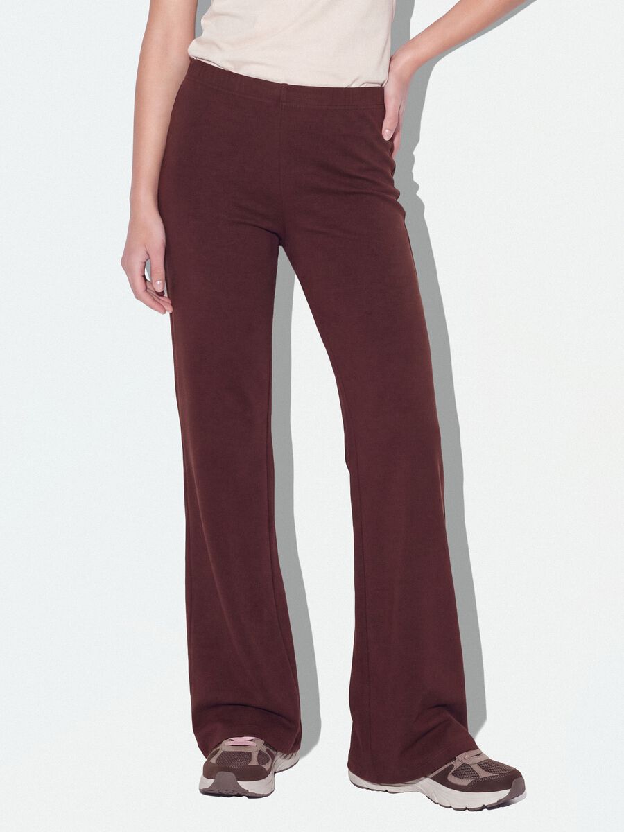 Jogger marroni flare in puro cotone_1