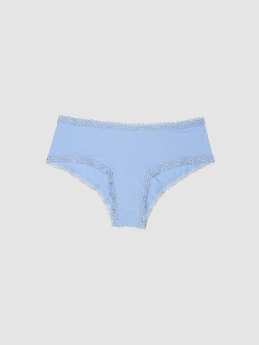 Blue stretch-fabric briefs with lace detailing, regular fit_4