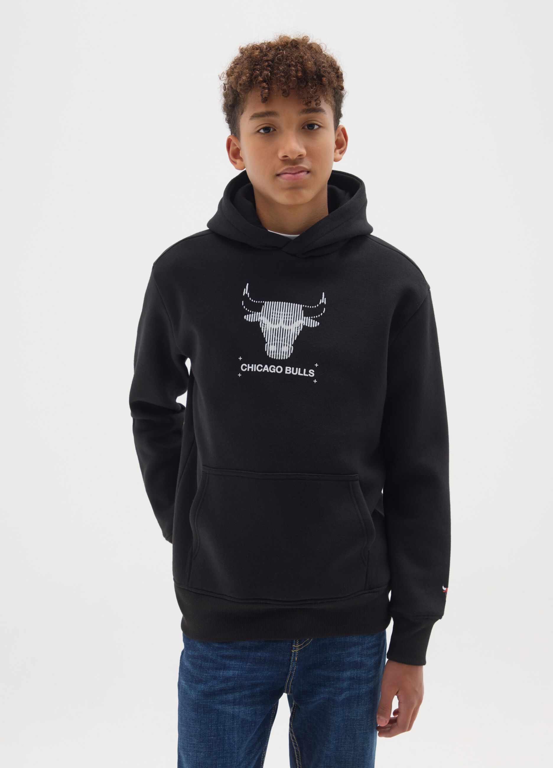 Kids' black cotton blend regular fit Chicago Bulls sweatshirt