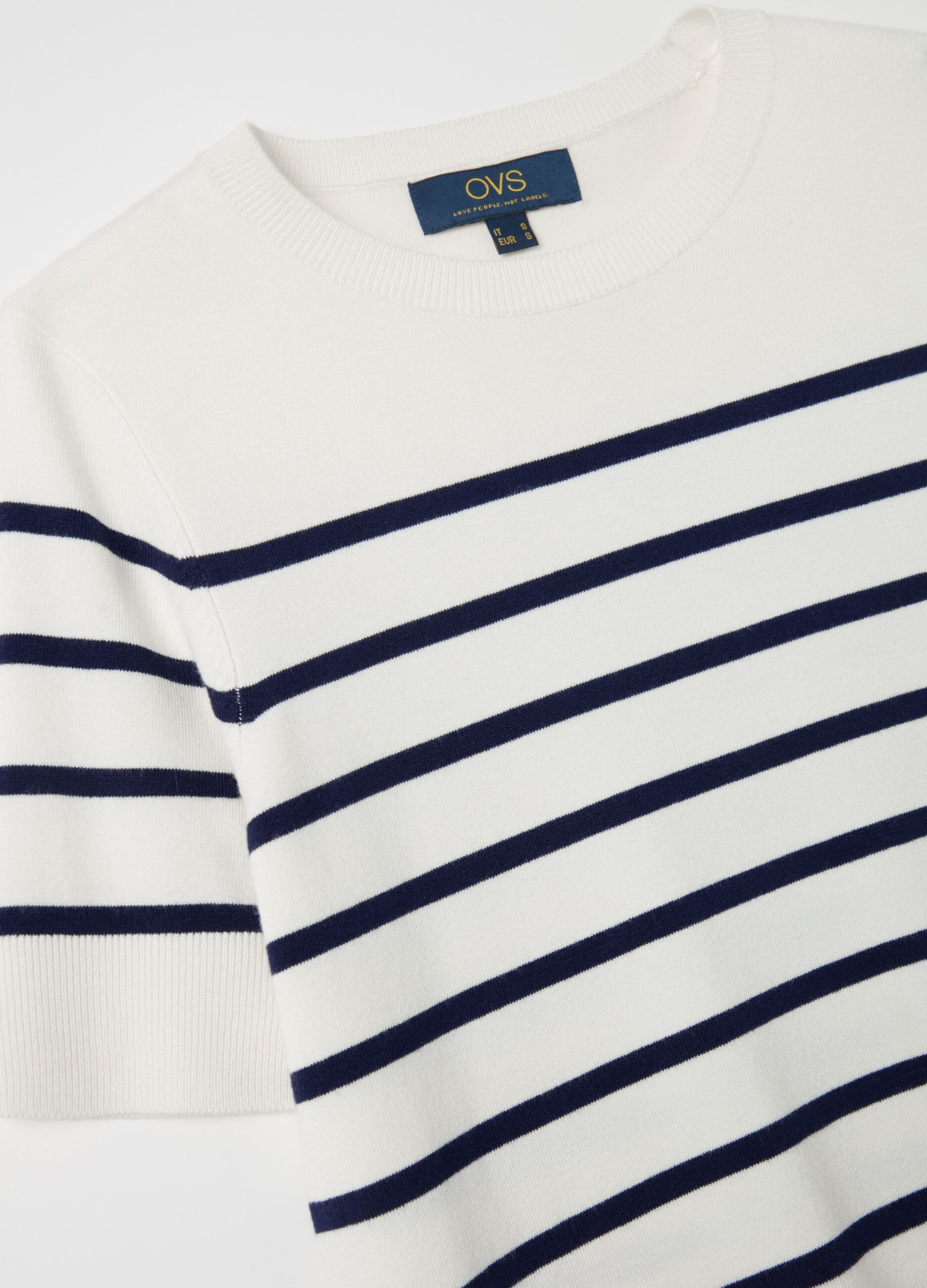 Short-sleeved top with striped design