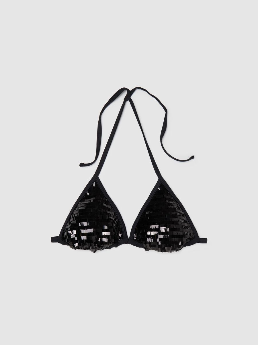 Women’s bikini top in black stretch fabric with sequins_4