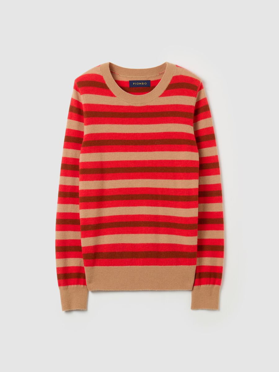 Pullover in wool with multicoloured striped pattern_4