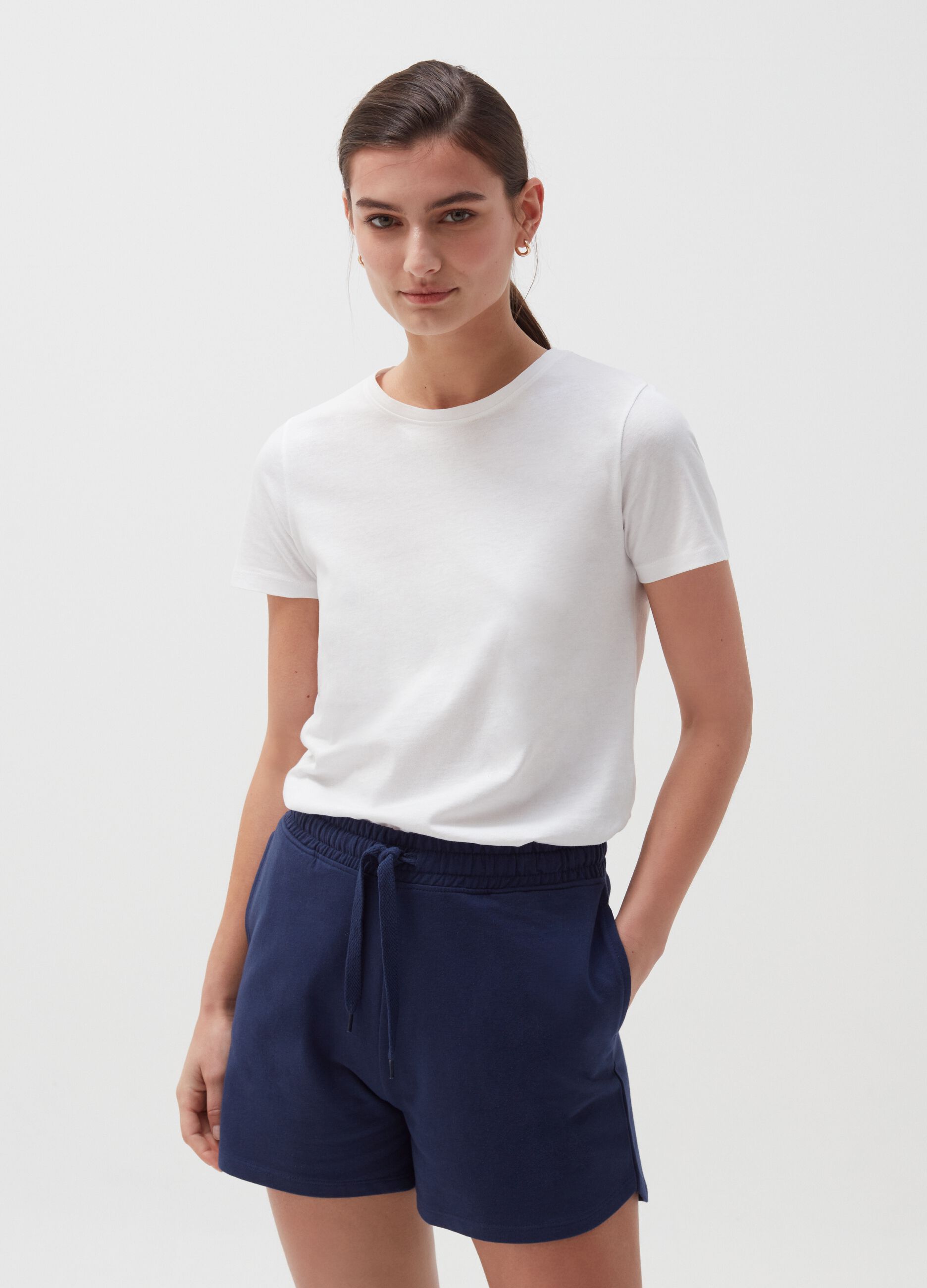 Shorts in felpa con coulisse_0