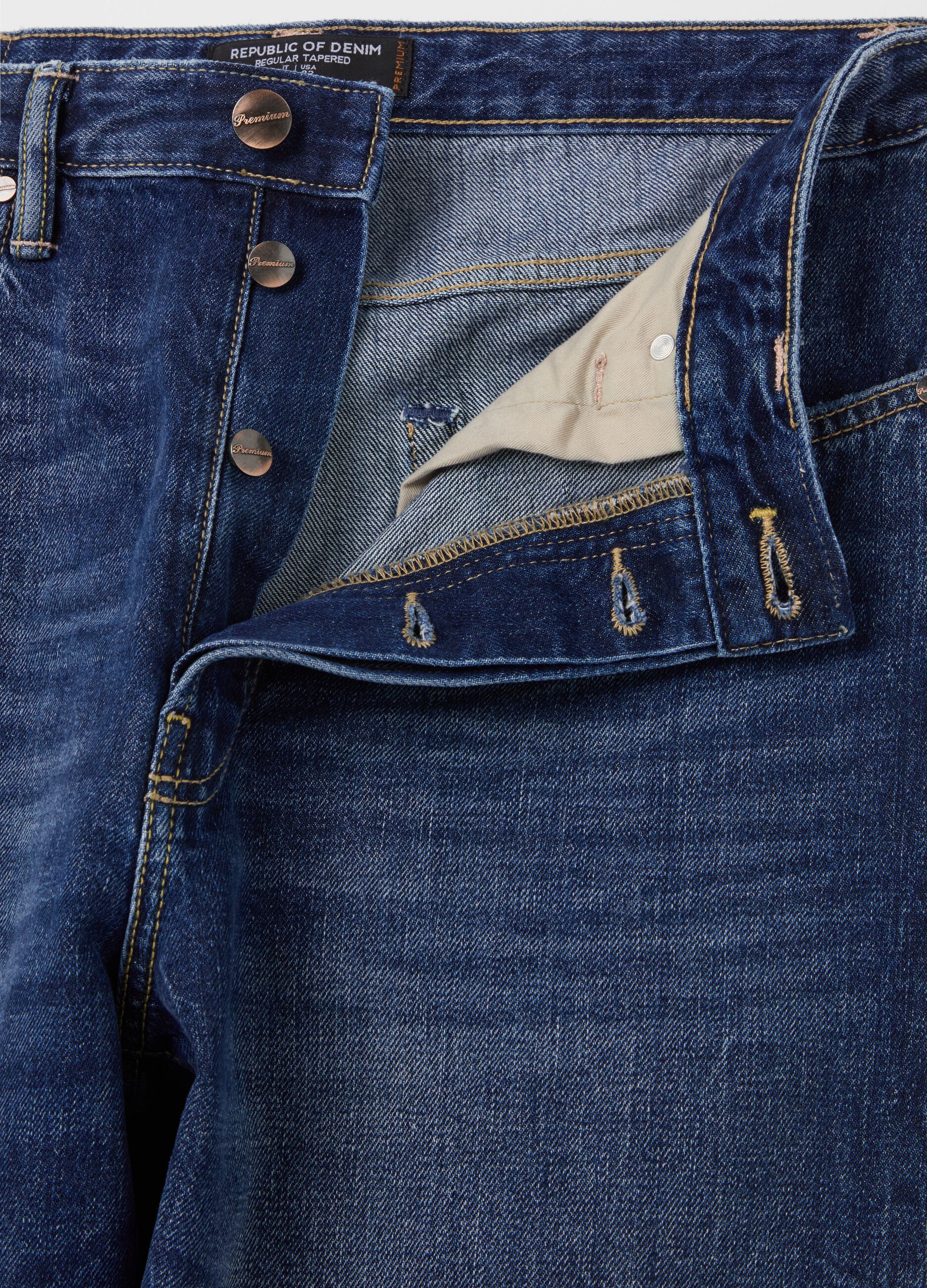 Regular blue tapered-fit jeans