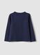 Blue long-sleeved stretch cotton T-shirt_1