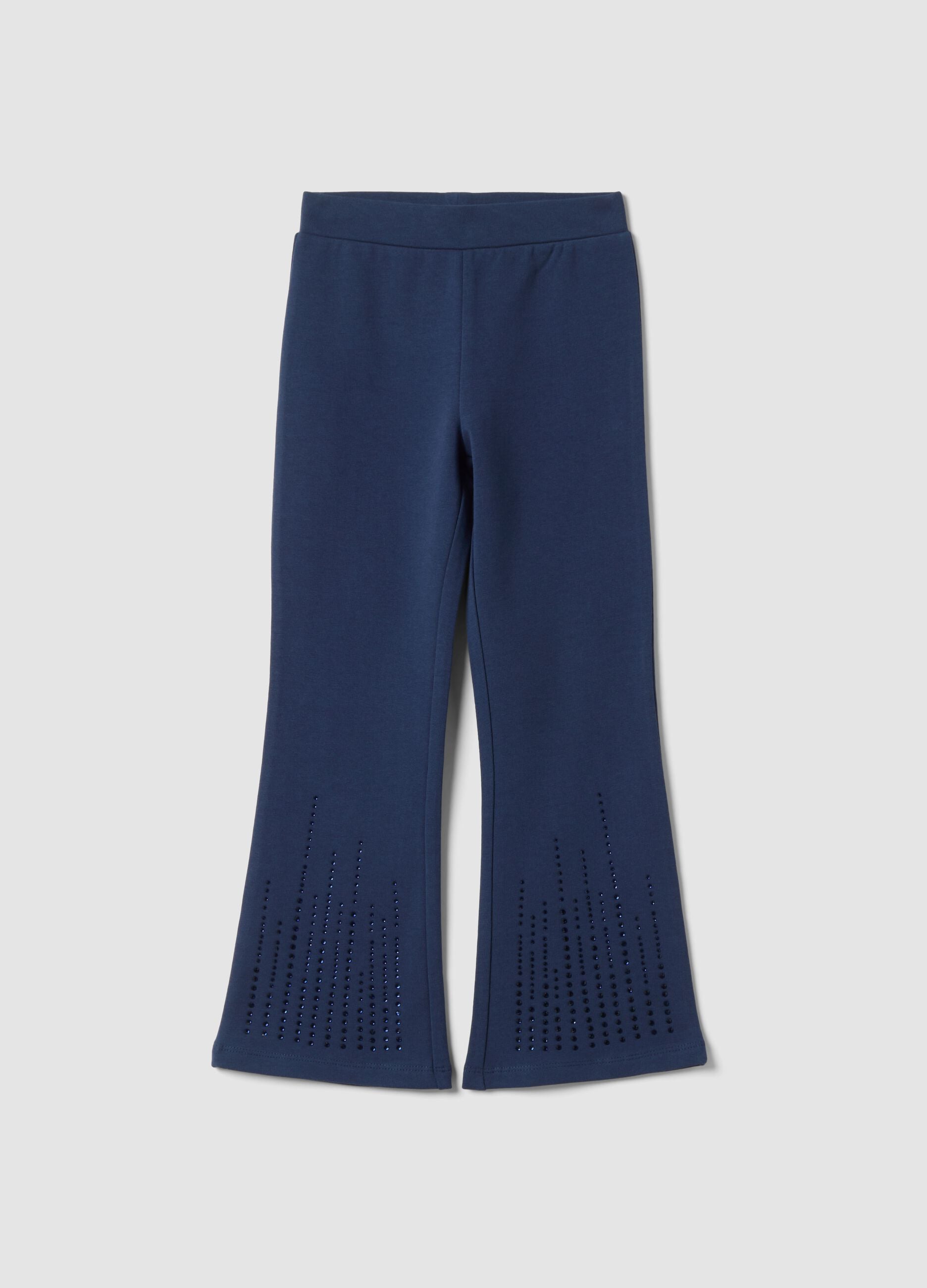 Blue flared leggings in stretch cotton