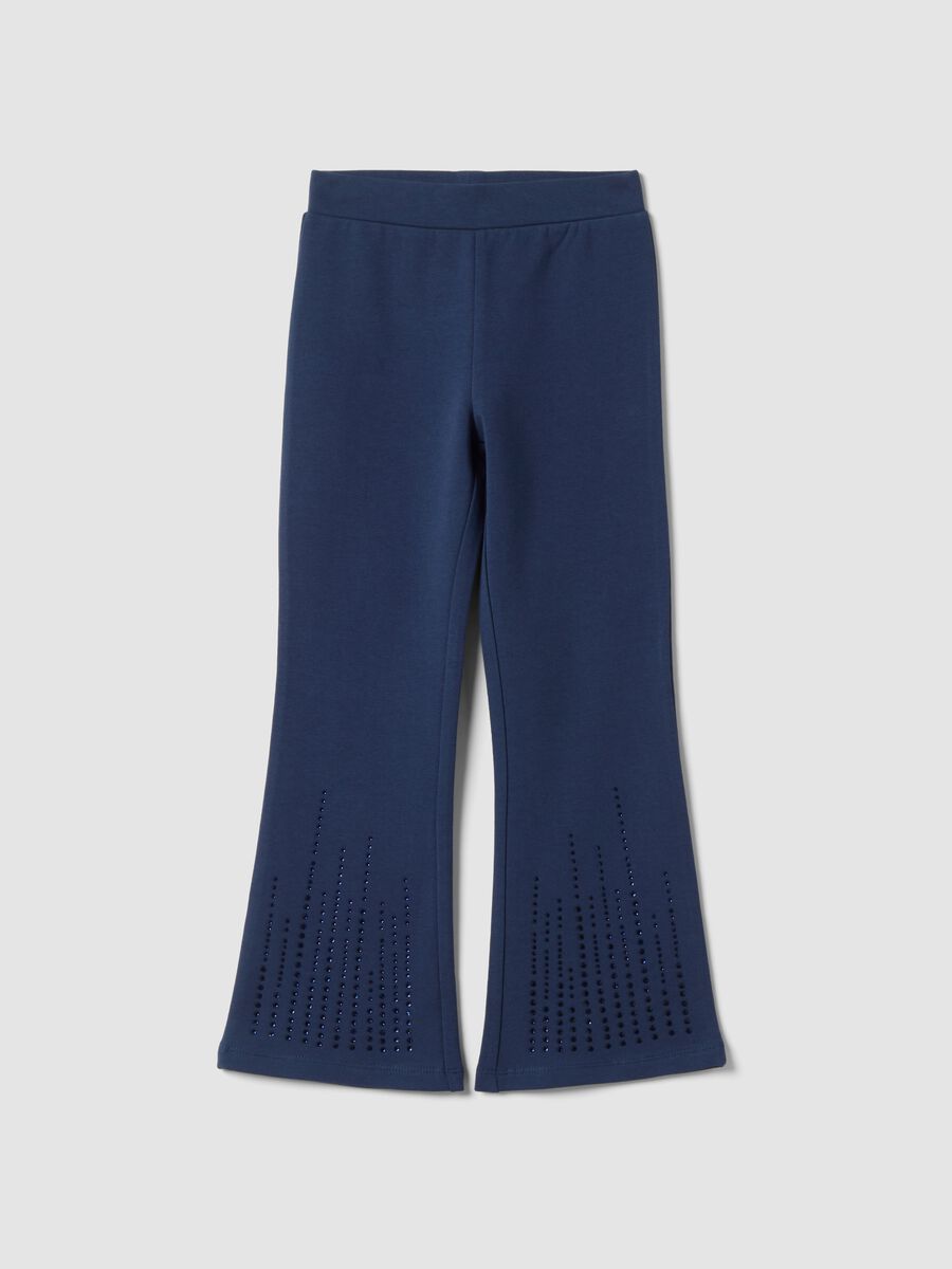 Leggings blu flare in cotone elasticizzato_0