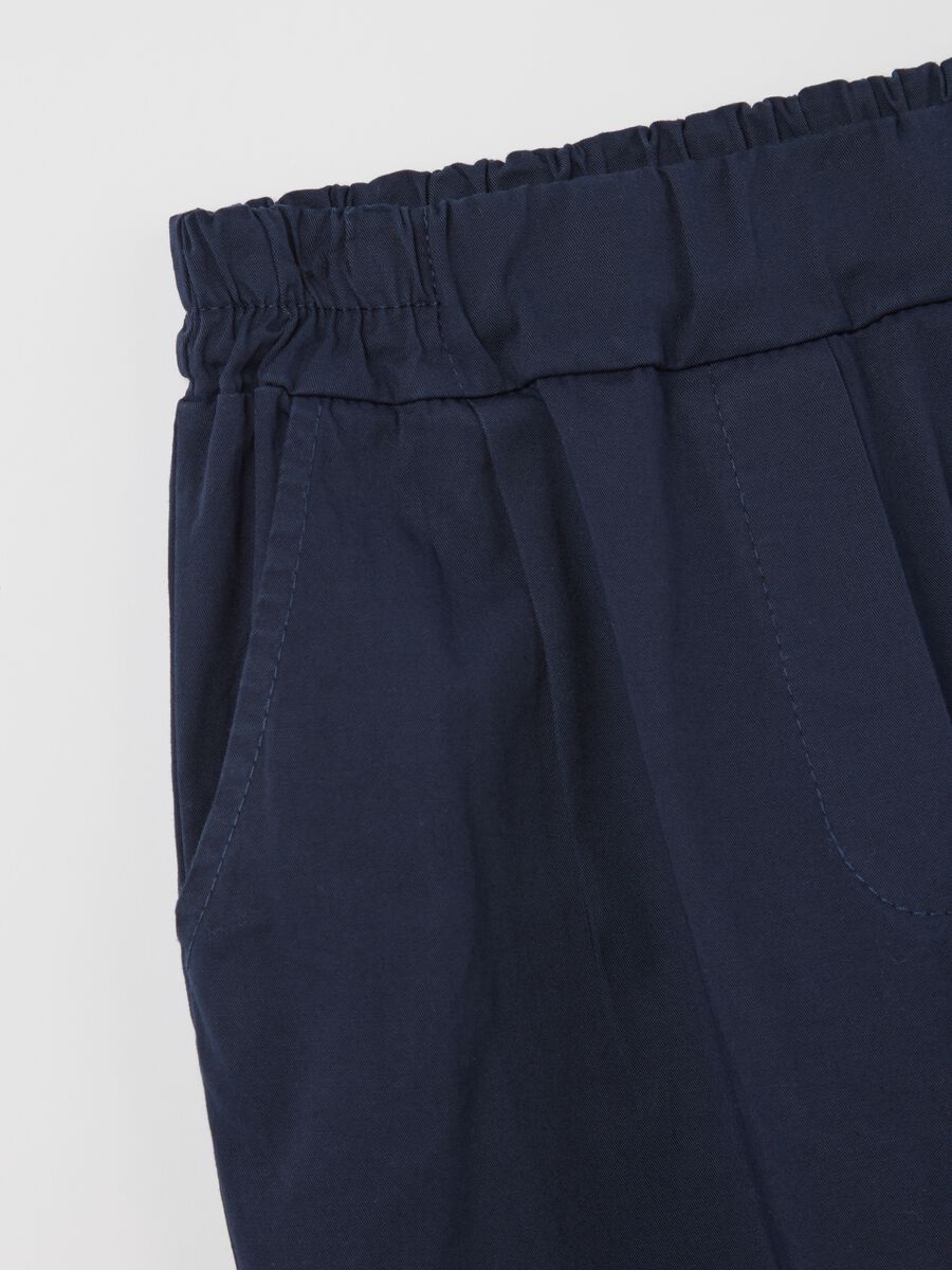 Blue cropped trousers in stretch cotton_5