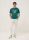 T-shirt verde a maniche corte in puro cotone regular fit_1