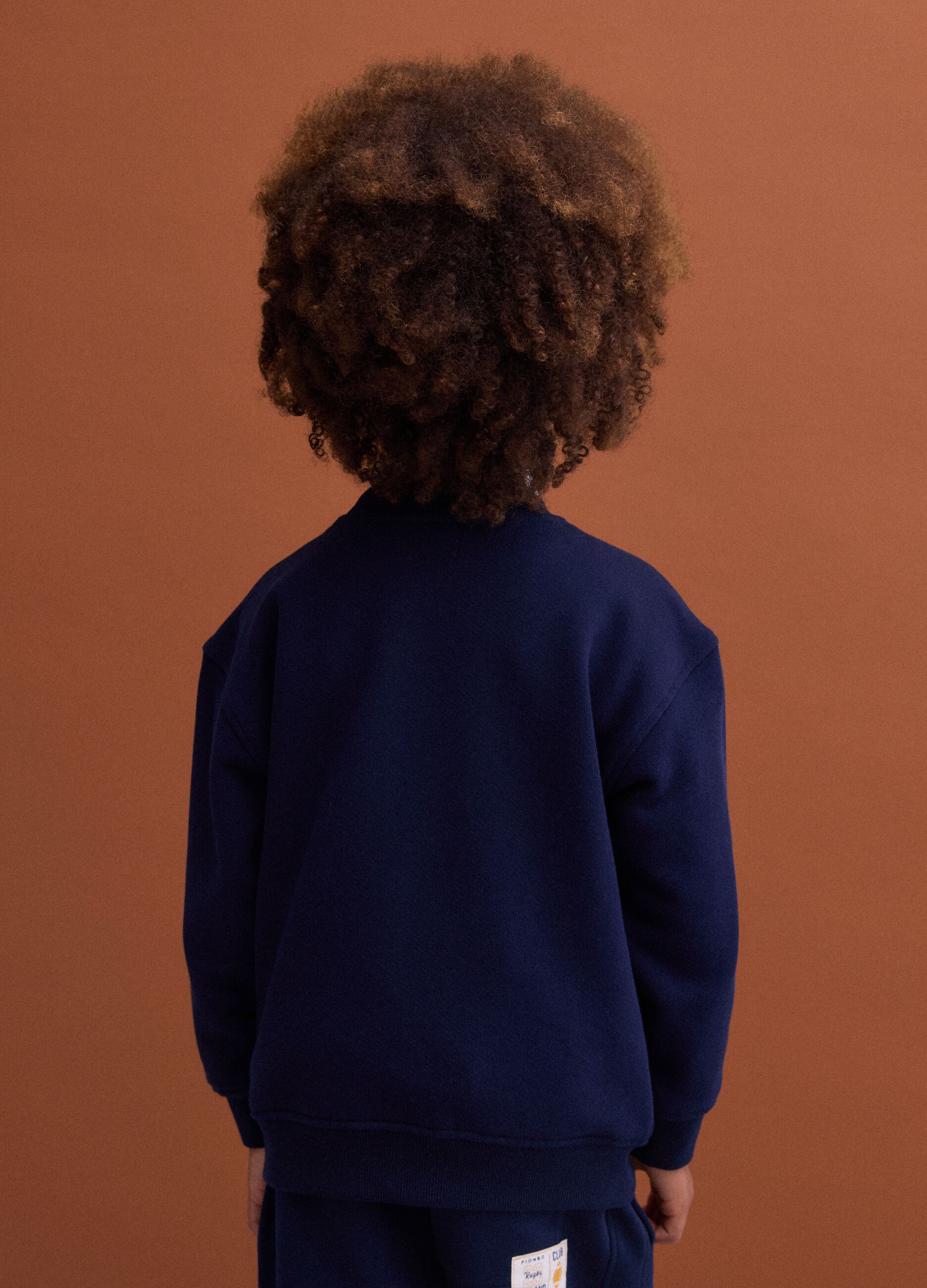 Blue oversized sweatshirt in pure organic cotton with print