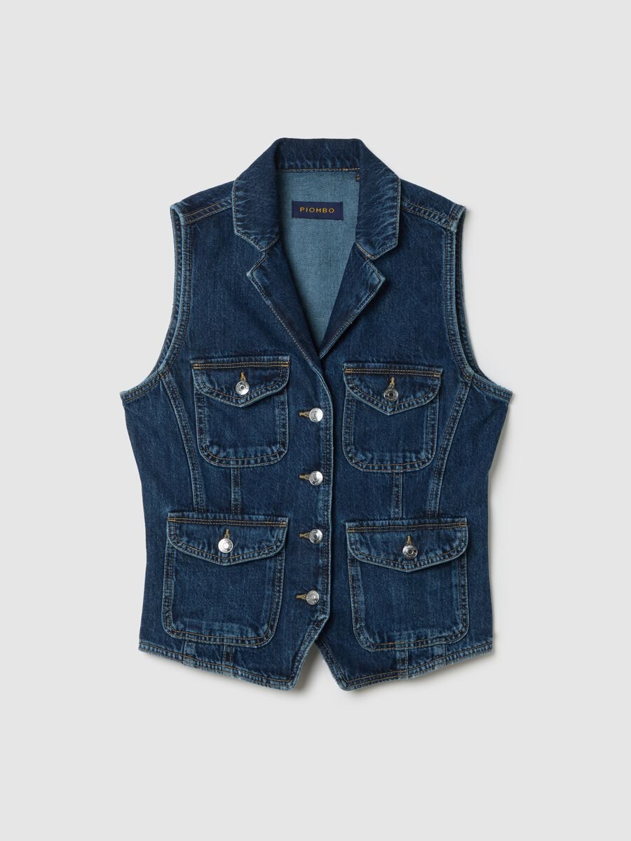 Slim fit pure cotton denim waistcoat_4