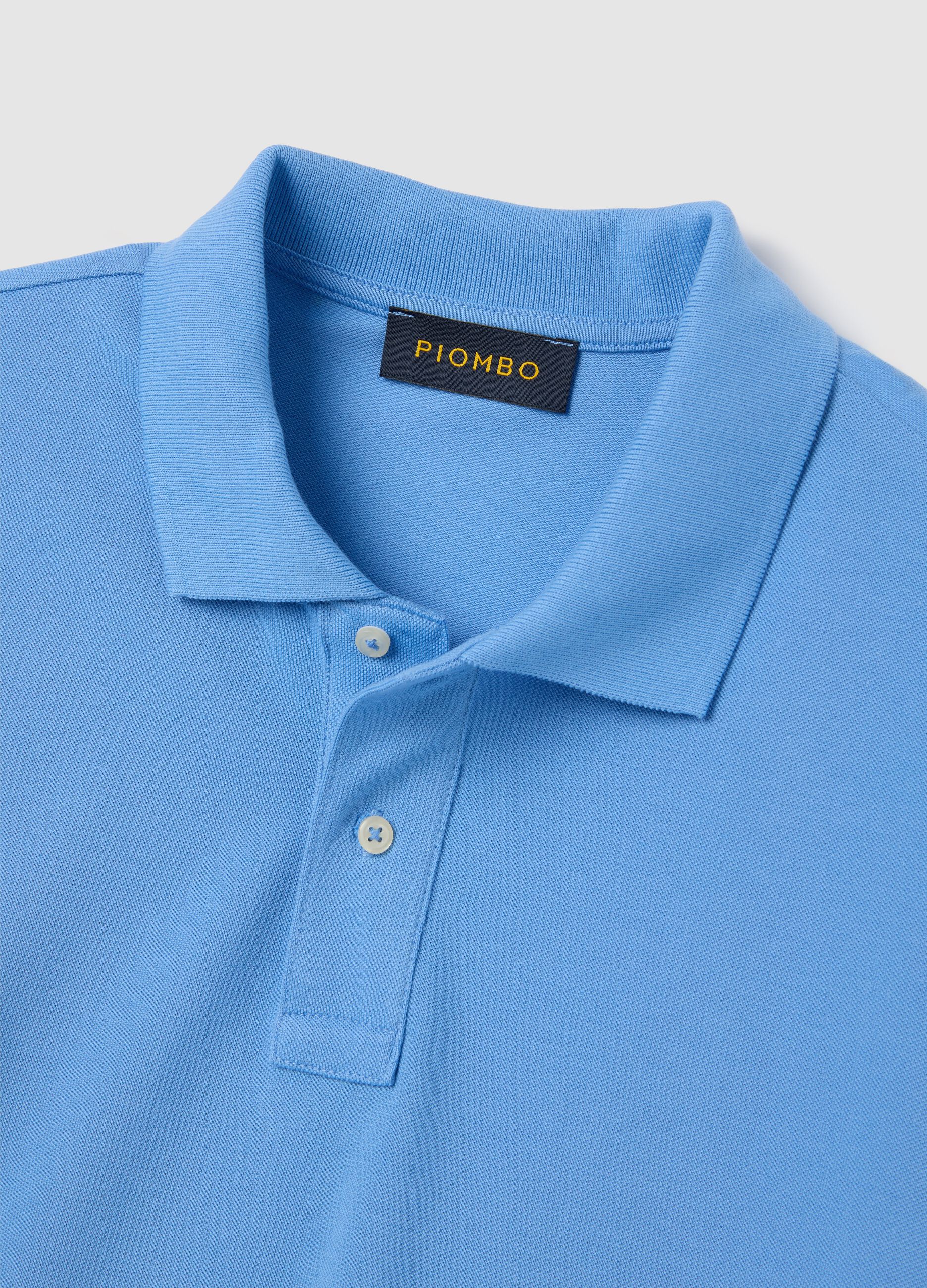 Polo da uomo in puro cotone Supima azzurro regular fit