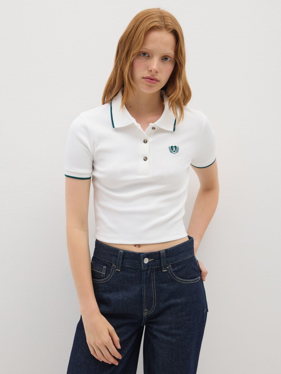 Polo in cotone elasticizzato bianca regular fit_0