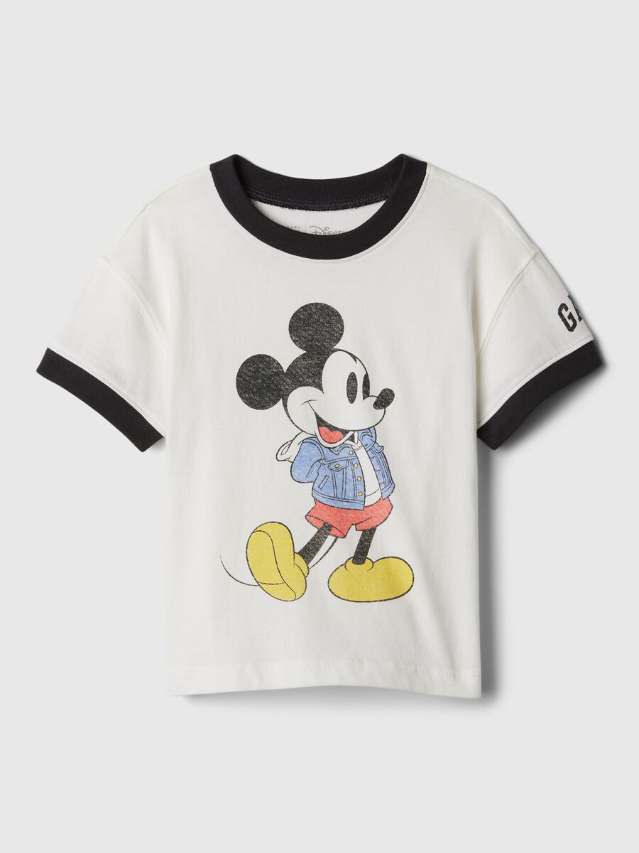 T-shirt in cotone con stampa Disney Topolino e logo_0