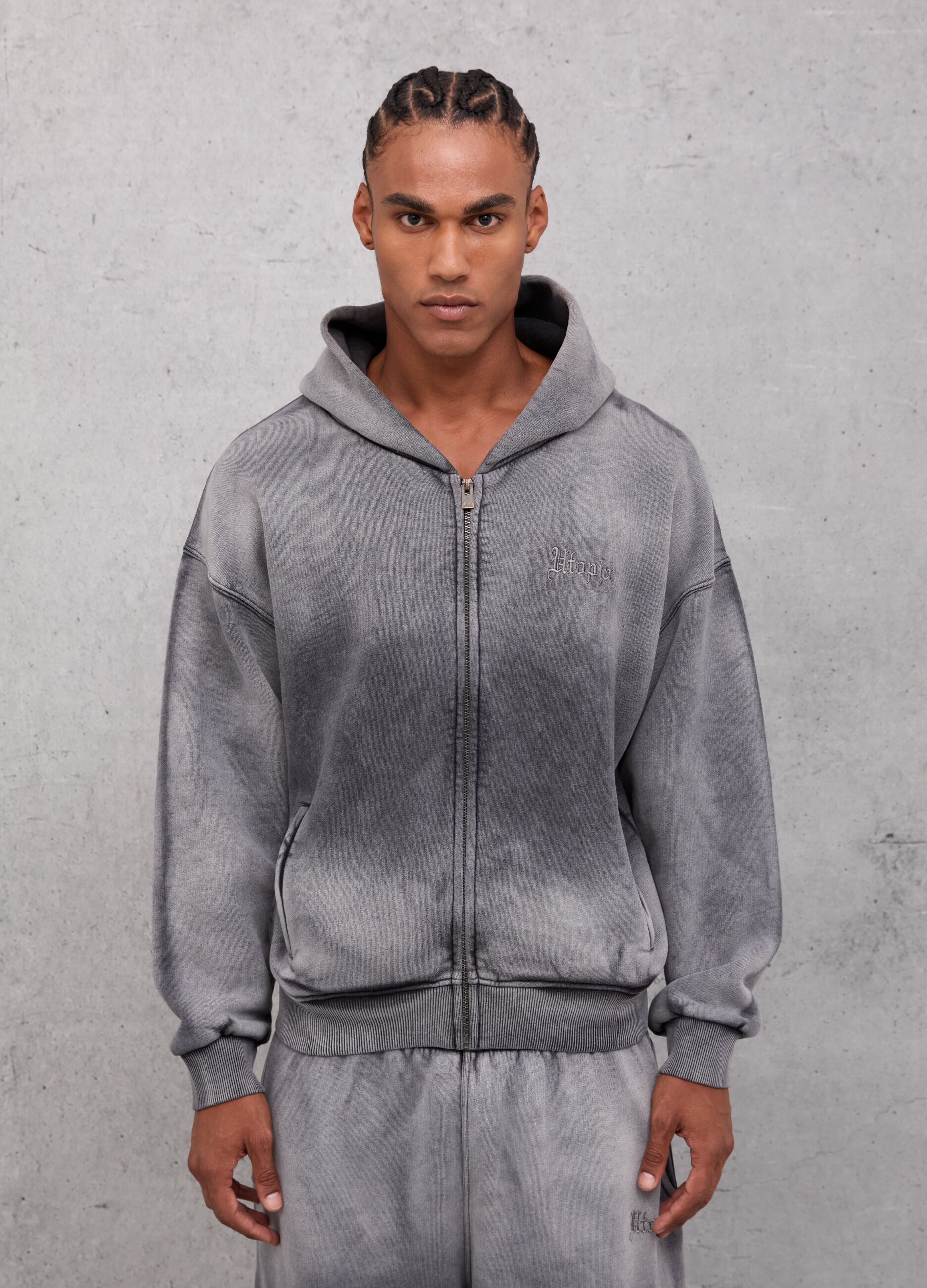 Sunfaded Zip Hoodie Vintage Grey