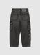 Children's pure cotton black regular fit cargo jeans_1