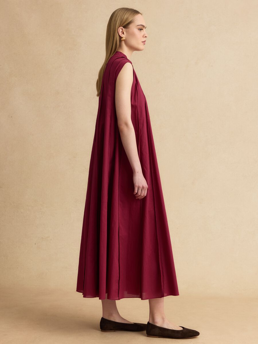 Red pure cotton midi dress_1