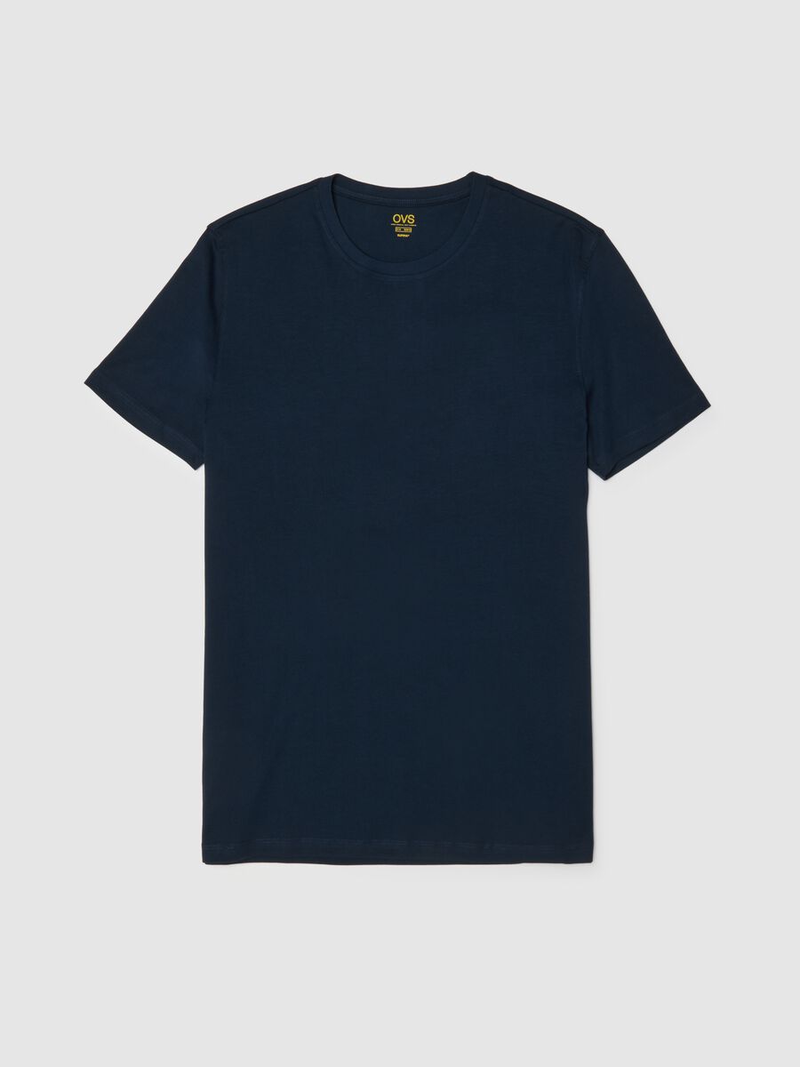 Regular Fit Round Neck Blue Pure Cotton T-shirt_0