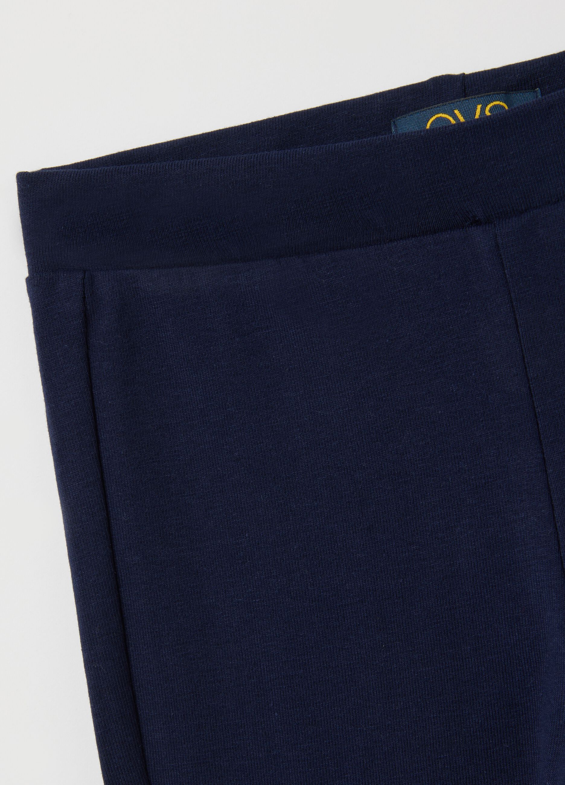 Girls' Blue Cotton Blend Flare Trousers