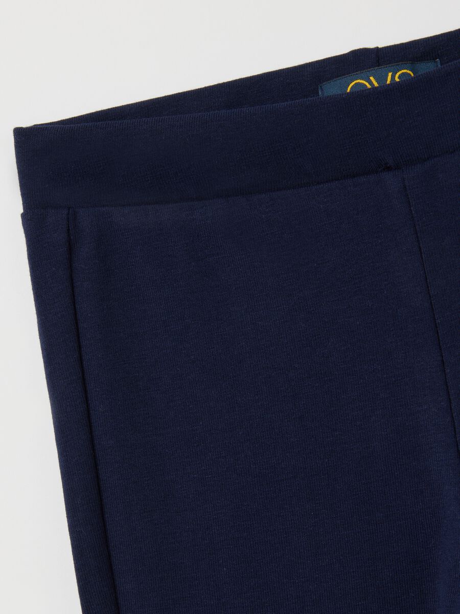 Girls' Blue Cotton Blend Flare Trousers_2