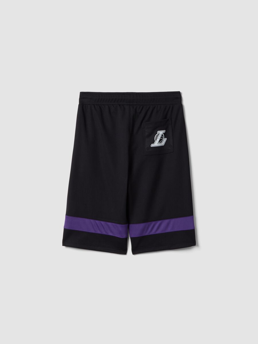 Children's black and purple regular fit shorts with Lakers print_4