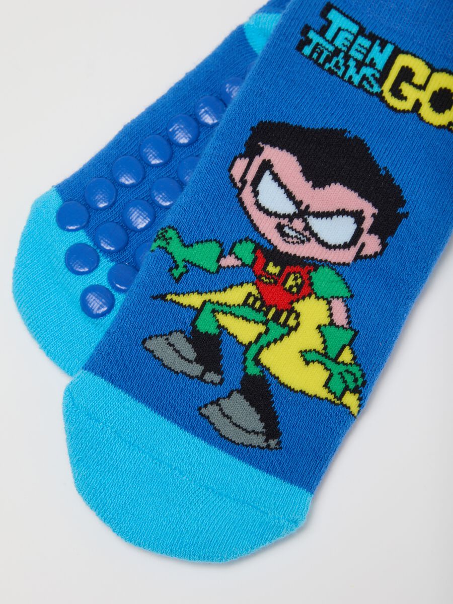 Teen Titans Go! Children's Blue Multicolour Non-Slip Cotton Socks_2