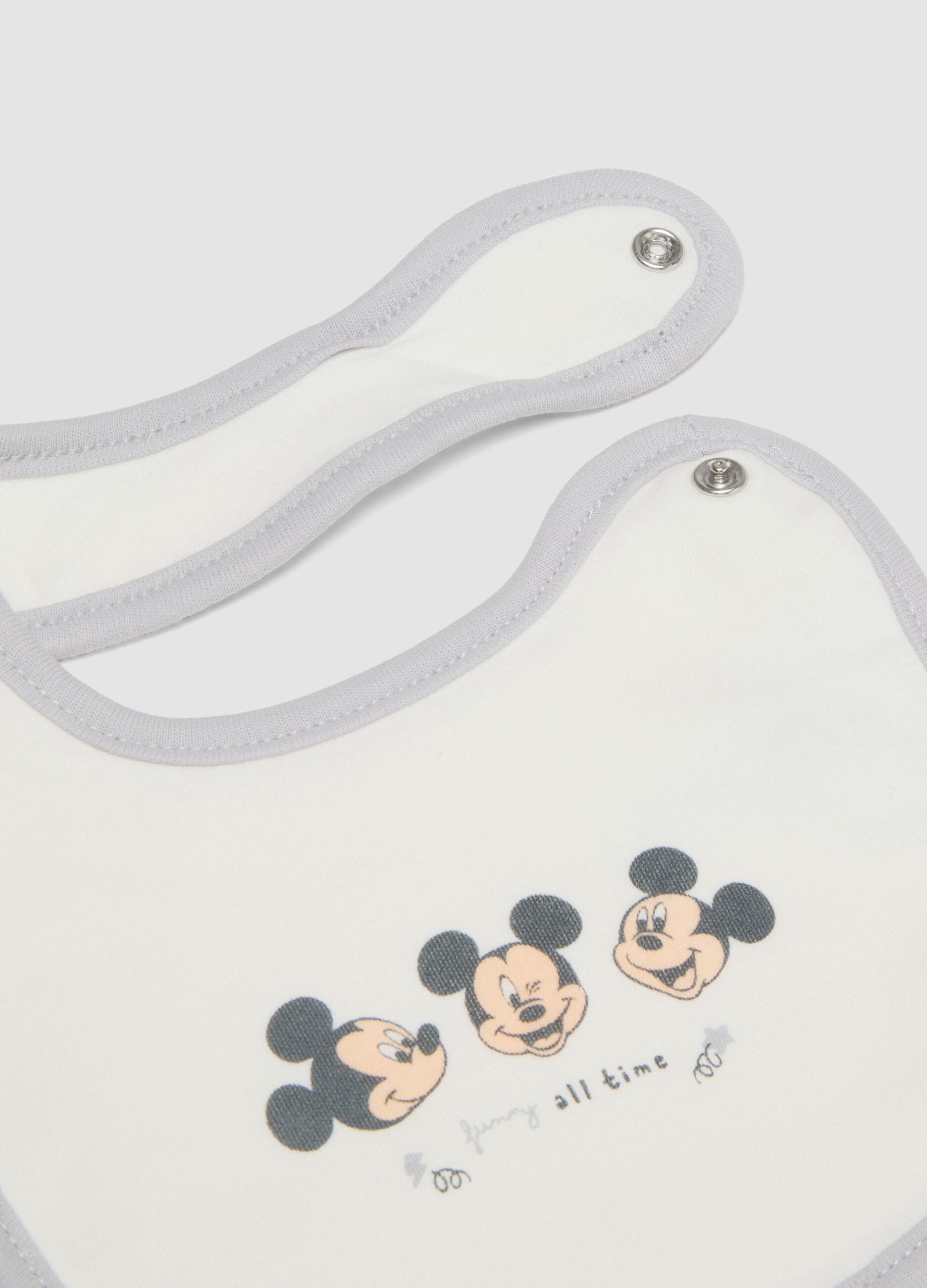 2-pack of white organic cotton bibs with Mickey print