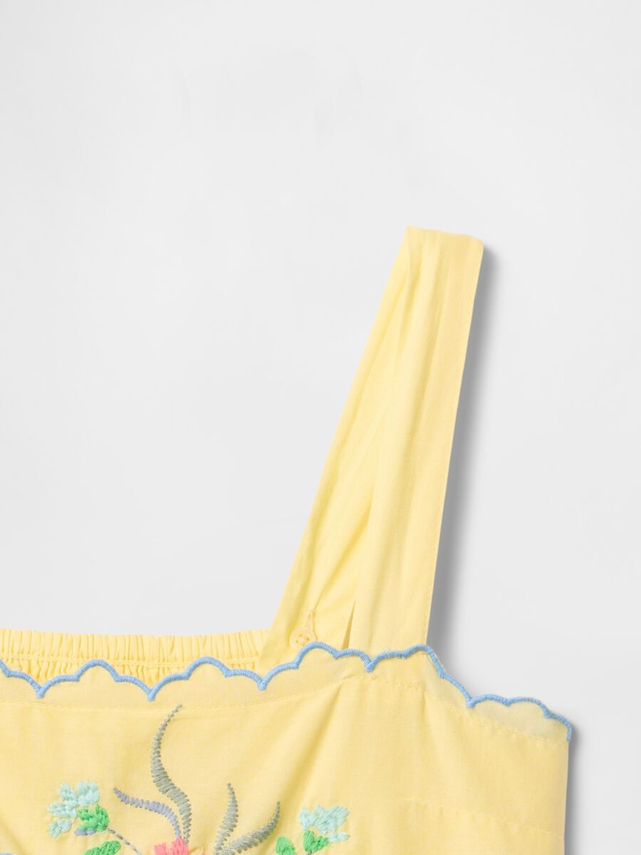 Yellow summer dress with floral embroidery in cotton_4