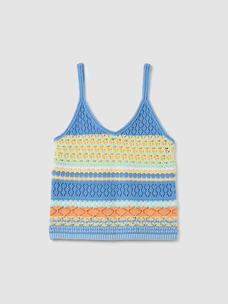 Multicolour Striped Cotton Crop Top_0