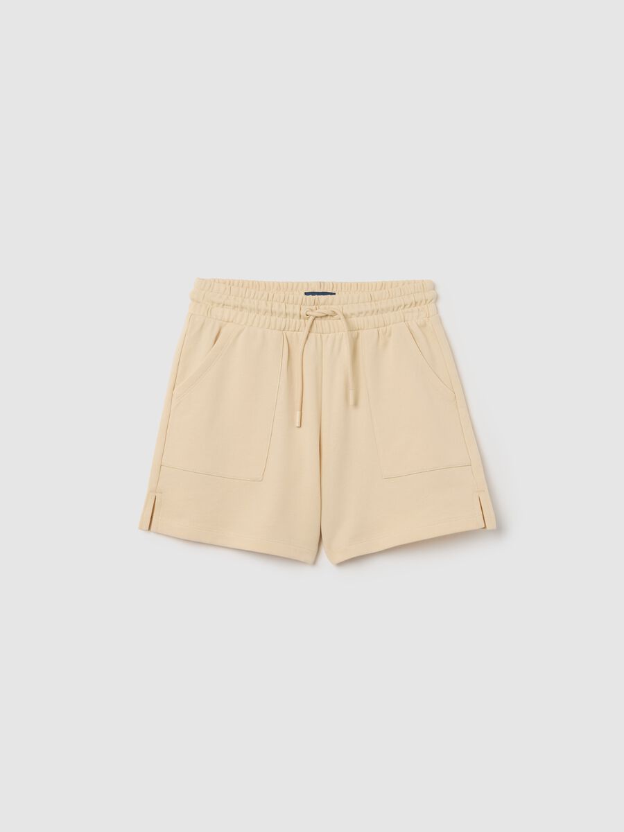 Short da ragazza in puro cotone beige regular fit_3