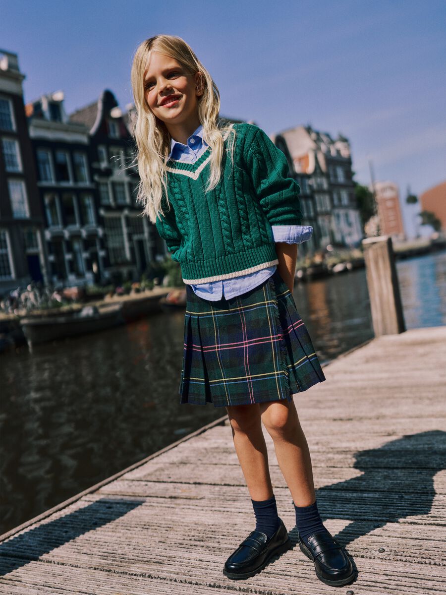 Gonna a quadri multicolor da ragazza in flanella _0