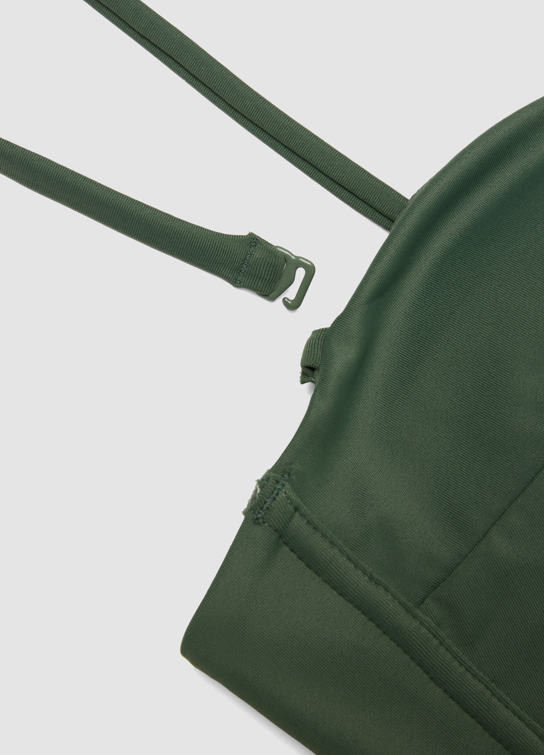 Top bikini a fascia in tessuto elasticizzato verde con imbottitura