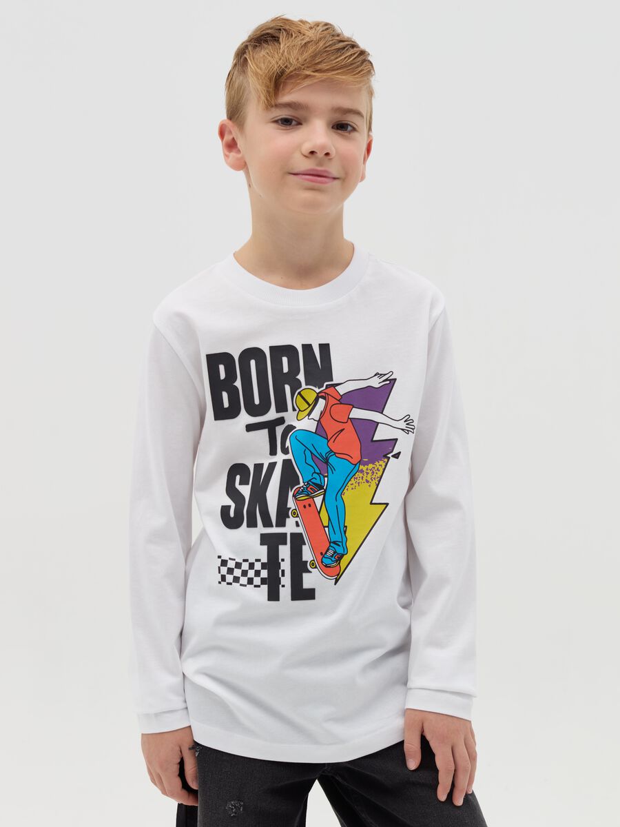 T-shirt maniche lunghe stampa "Born to Skate"_0