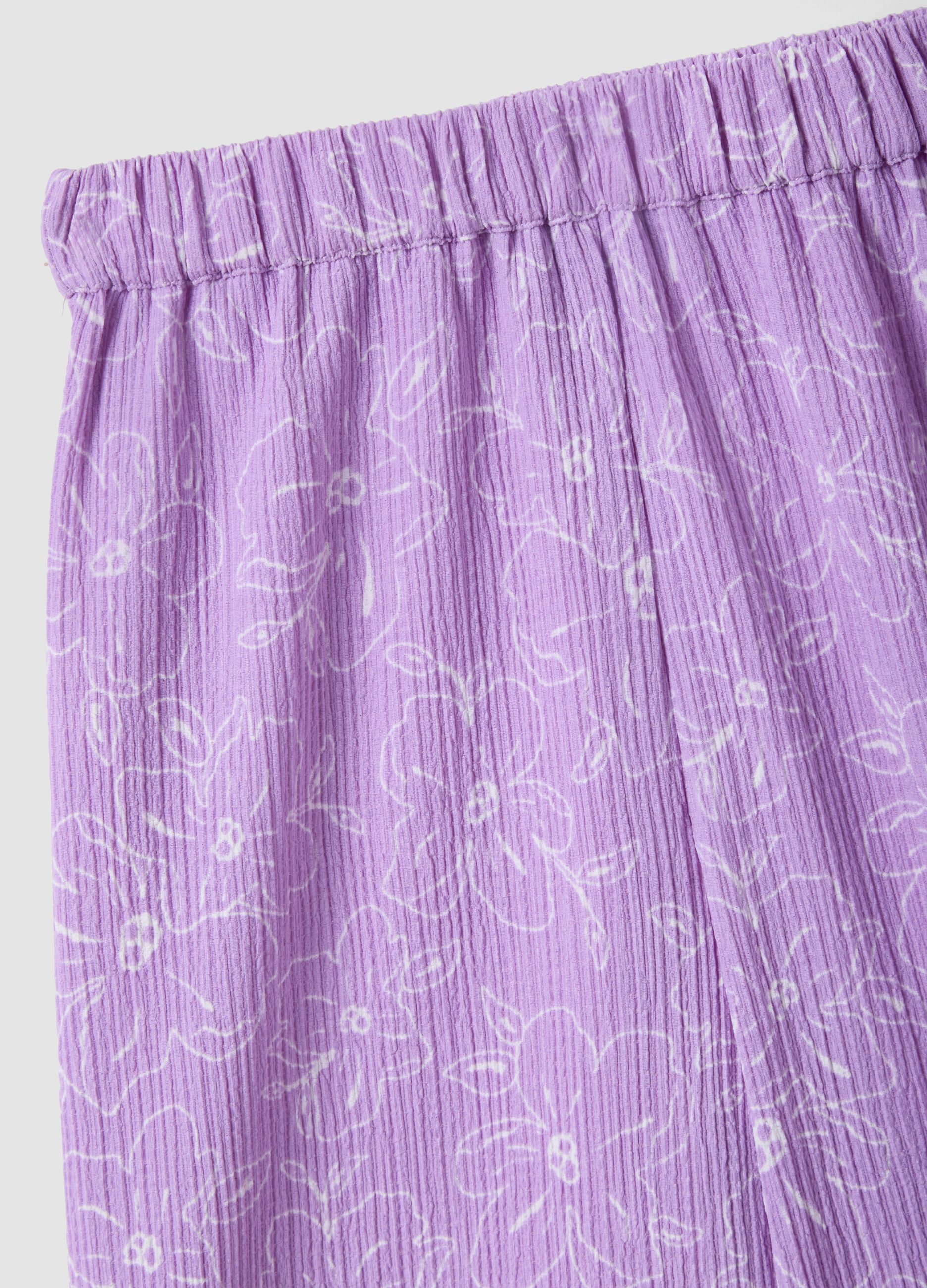 Girls' purple stretch fabric set with floral print