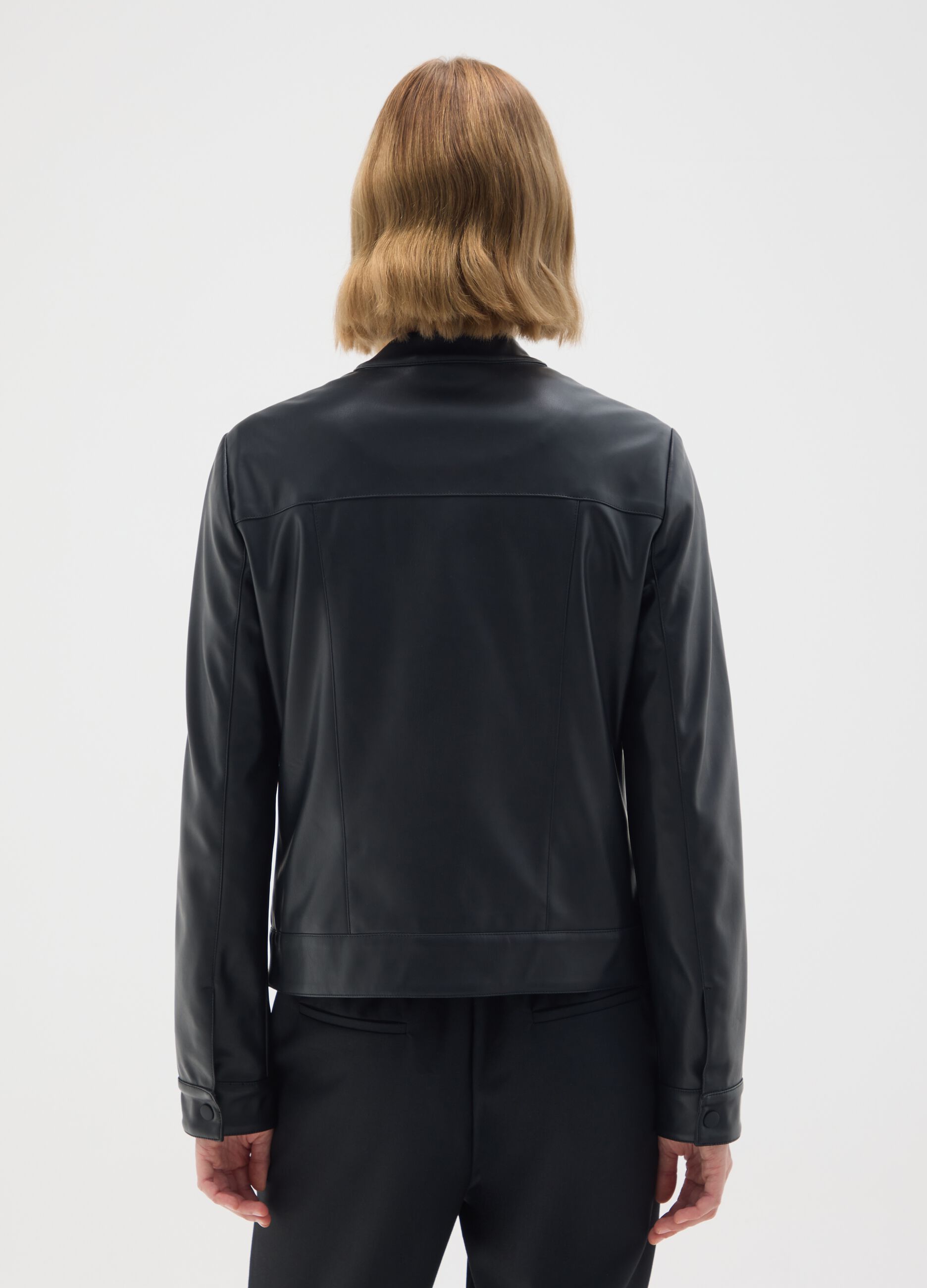 Giubbotto in ecopelle nero regular fit