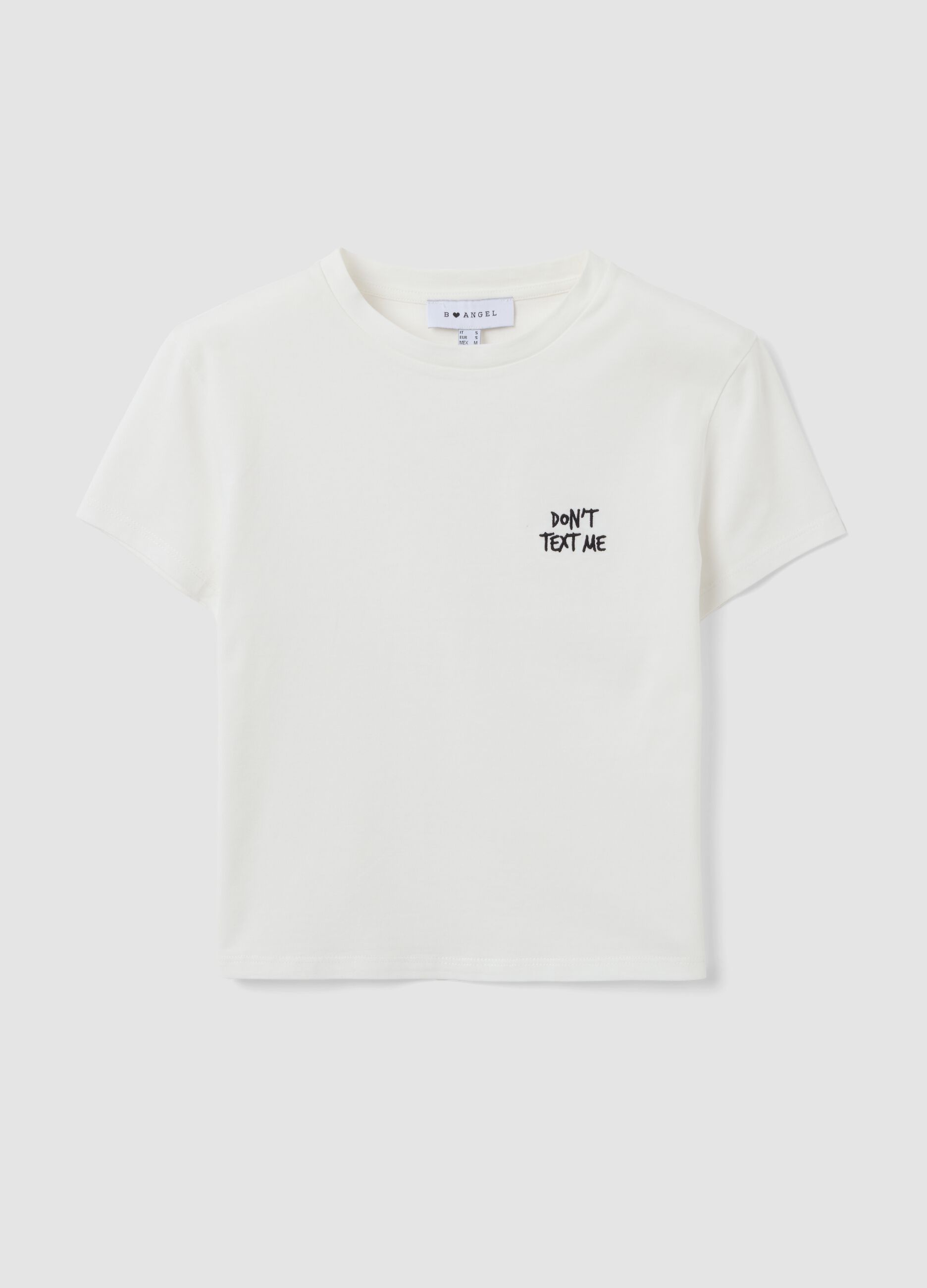T-shirt crop bianca in puro cotone con stampa grafica regular fit