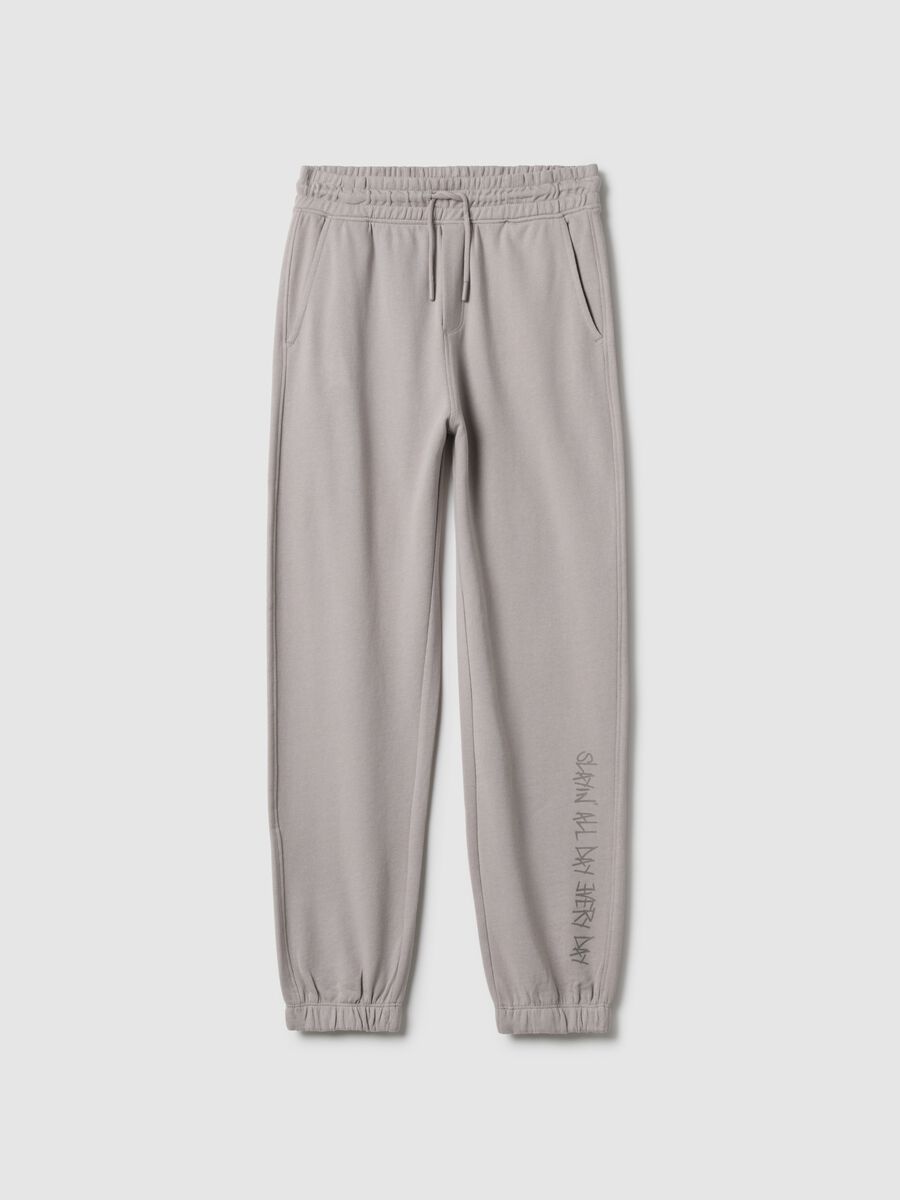 Jogger in puro cotone grigi da ragazzo regular fit_3