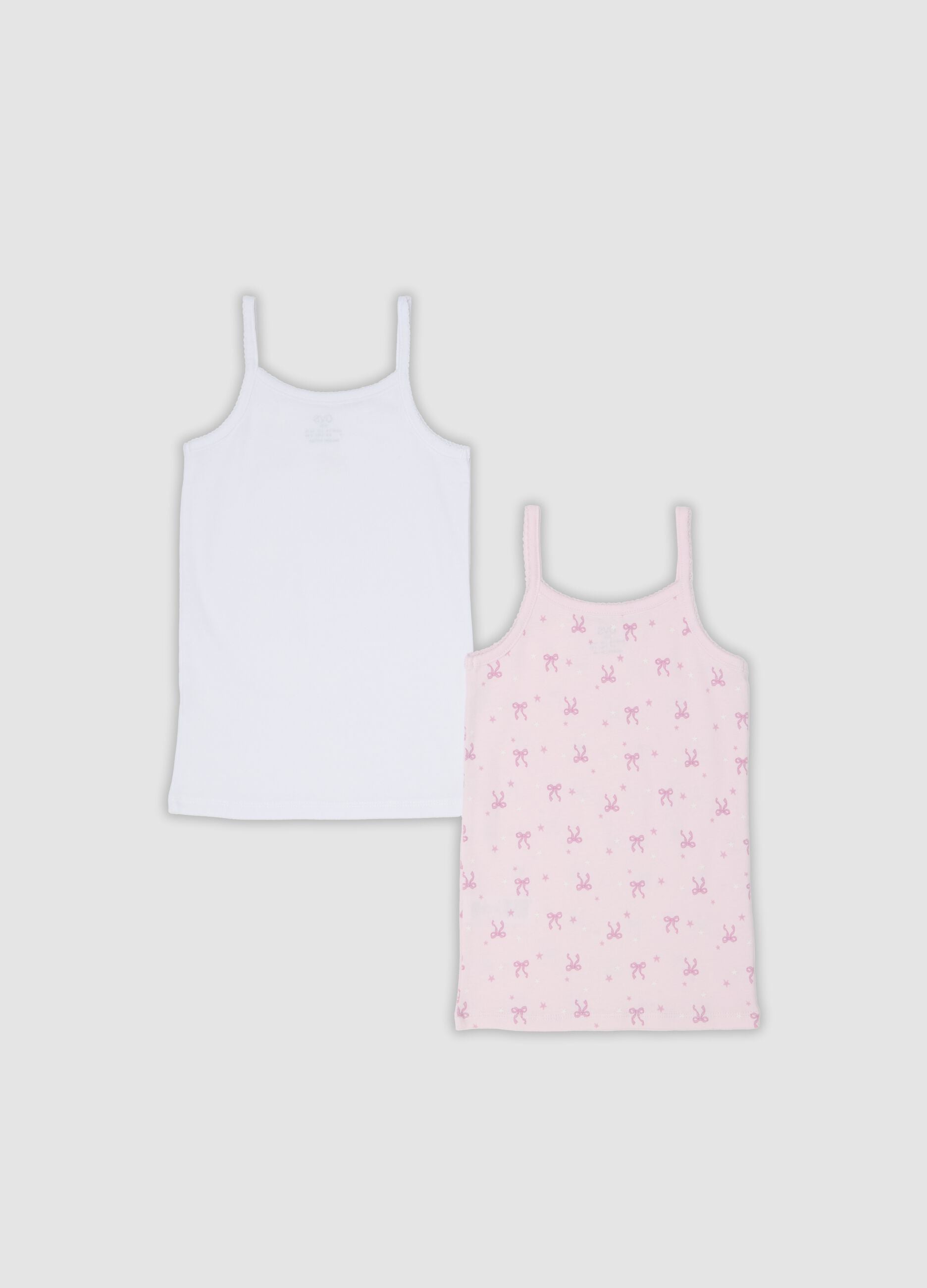 2-pack of white and pink organic cotton vests for girls
